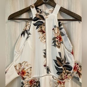 Zaful White Floral‎ Cutout Back Summer Maxi Dress (size M)